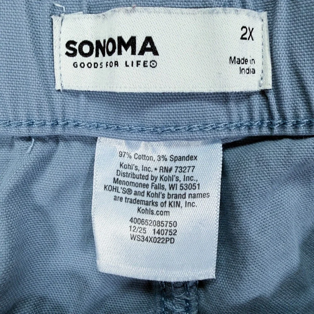 Sonoma Womens Pants Relaxed Light Blue Drawstring Elastic Waist 2X